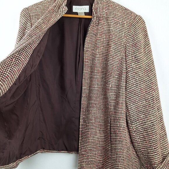 100% Silk Tweed Blazer Jacket Size 14. Pink White Brown Boucle Elana by Tanner - Picture 9 of 16